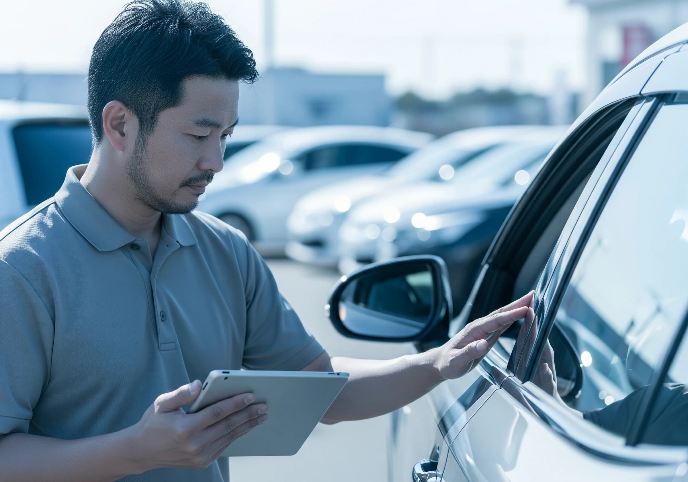 車のキーを手渡す買取の様子